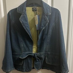 BNWT G Jeans Dark Blue Denim Jacket with Tie Detail